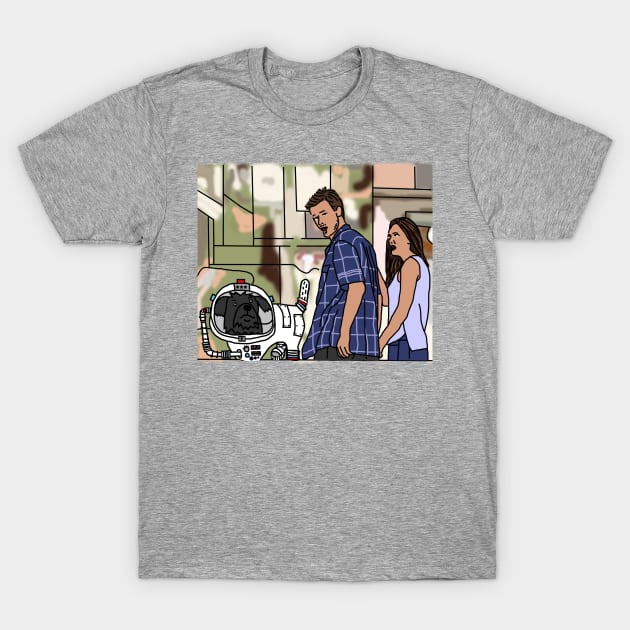 Space Dog Distracted Boyfriend Meme T-Shirt by ellenhenryart